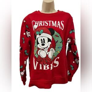Disney's Mickey Mouse Kohl's Juniors' Holiday Crewneck Graphic Pullover SZ M NWT